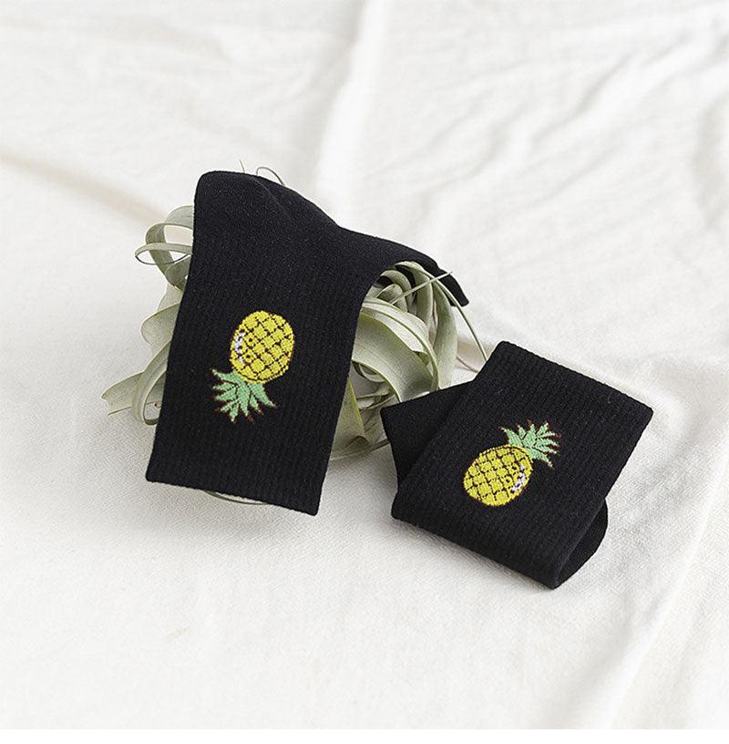 New Elegant Fruit Printed Breathable Cotton Socks Happy Funny Unisex Socks Candy Colors Harajuku Casual Cotton Crew Socks For Men And Women