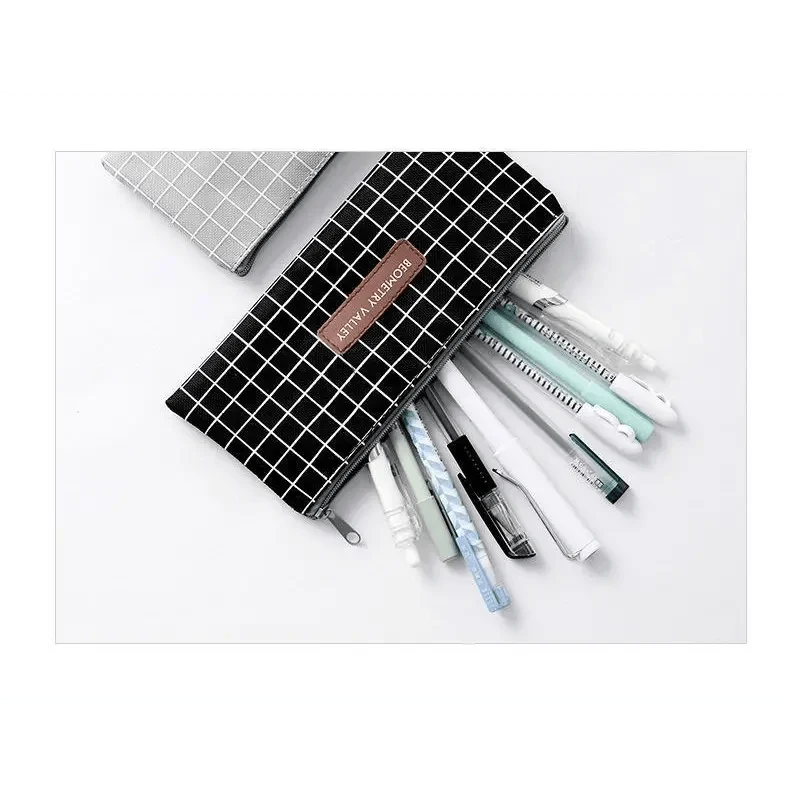 Office Simple Print Stationery Pencil Case Classic Design Pencil Pouch Simple Storage Bag