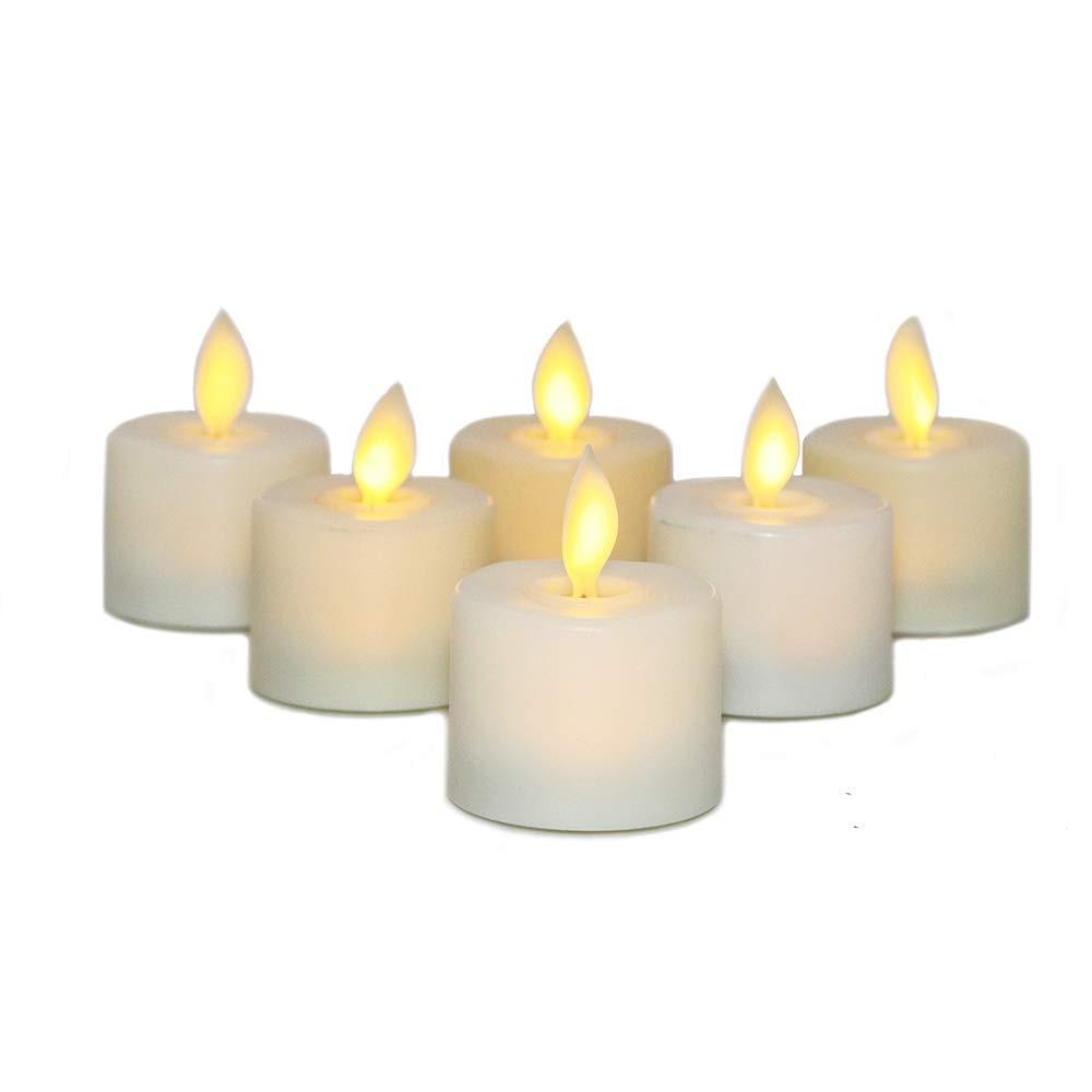 Pack of 6 or 12 Remote or Not Remote Flameless Battery Candles Realistic and Bright Flickering Bulb Battery Operated Flameless LED Tea Light Ideal for Parties Weddings Birthdays Hollween Gift Realistic and Bright Flickering Fake Dancing Flame Tea lights
