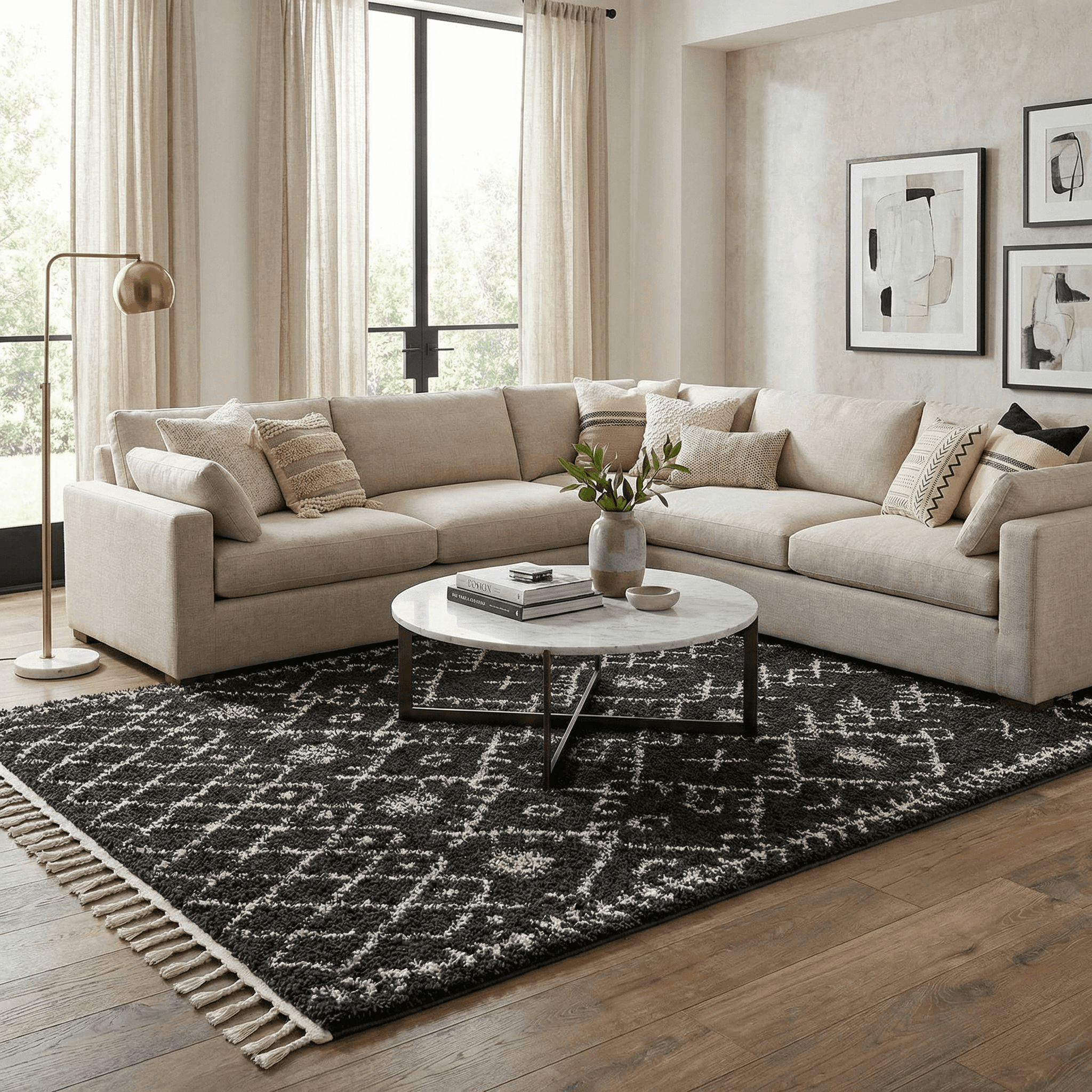 Thetford Black Berber Shag Rug for Home Decor