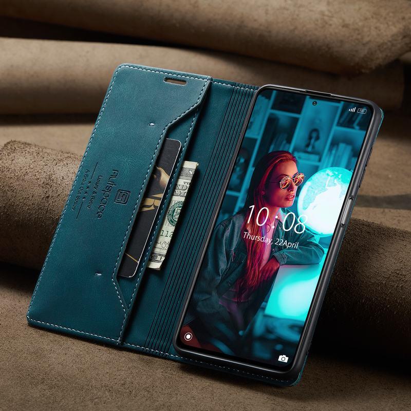 Premium Leather PU Flip Case Magnetic Flip Case Card Slot Silicone Bumper Protective Case For Xiaomi Redmi Note 10 Case Flip Matte Leather Cover For Redmi Note 10 s Por Max 10s Case Luxury Wallet Strong Magnetic Cover