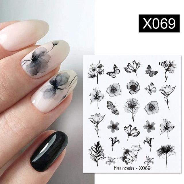 Egg Shell French Lines Water Decals Sticker Geometric Flowers Leaves Bubble Design Slider For Manicuring Nail Art Manicure Lips Nail Art Decorations Slider Nail Art Stickers Decals Nail Art Supplies Valentines Day 3D Self-Adhesive Nail Decorations
