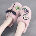 Winter Women Slippers Warm Plush Luxury Flip Flops Fur Slides Flat Lightweight Soft Indoor Slippers Soft Warm Memory Foam Slippers Faux Fur Lined Fluffy Slip On House Shoes