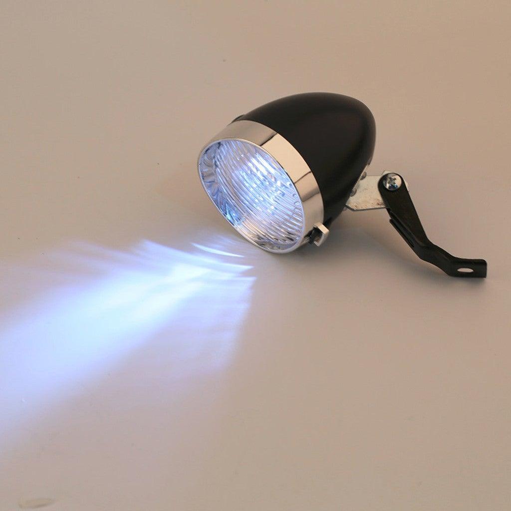 Retro Bicycle Retro Headlight Waterproof Perspective Strong Body Warning Safety Headlight Classical Cool Silver/Black Cycling Bicycle Headlight Retro Front Vintage Bike Light Night Riding Safety Head Lamp