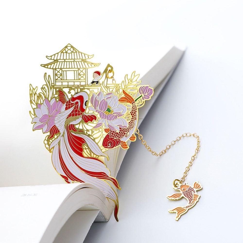 Retro Carving Brass Bookmark Tassel Pendant Book Clip Metal Pagination Mark Student Gift Stationery School Supply Metal Creative Bookmark Chinese Style Unique Vintage Series Gift For Reader Student