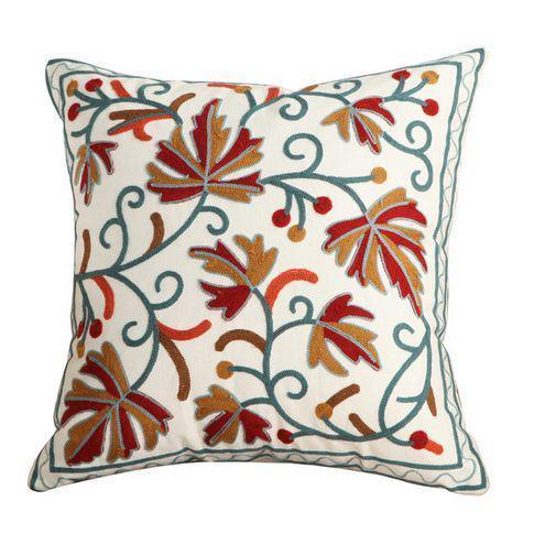 100% Cotton Embroidery Flower Pattern Pillow Cover Home Decoration Sofa Cushion Cover Housewarming Gift Pillow Case Decorative Embroidered Pillow Cover Handmade Cotton Cover For Throw Pillows Beautiful Modern Floral Patterns 45x45cm by Stevvex