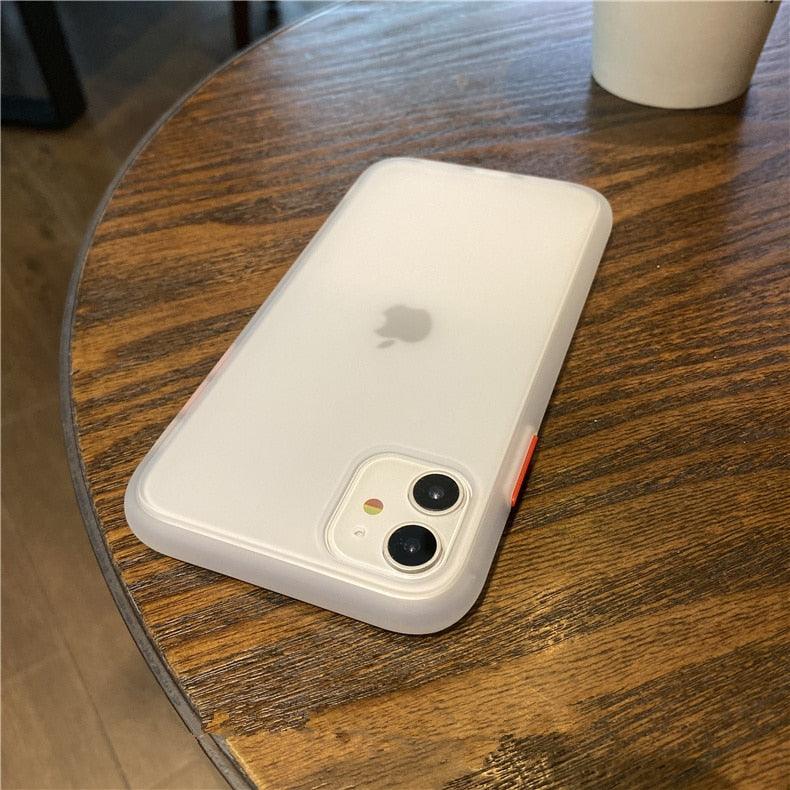 Simple White Camera Shockproof Silicone Phone Case For iPhone 13 Pro Max 14 Pro Protect Cover For Men Modern Translucent Back Cover Mobile case Compatible with iPhone