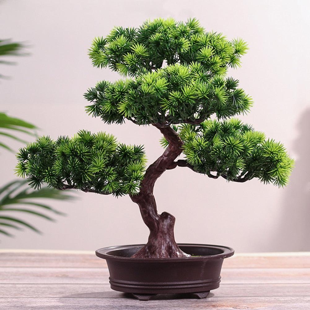 Simulation Lifelike Simple Potted Decor Artificial Bonsai Pine Tree Decorative Bonsai Ornaments Fake Gift Artificial Accessories Fake Flowers Arrangements for Home Decoration