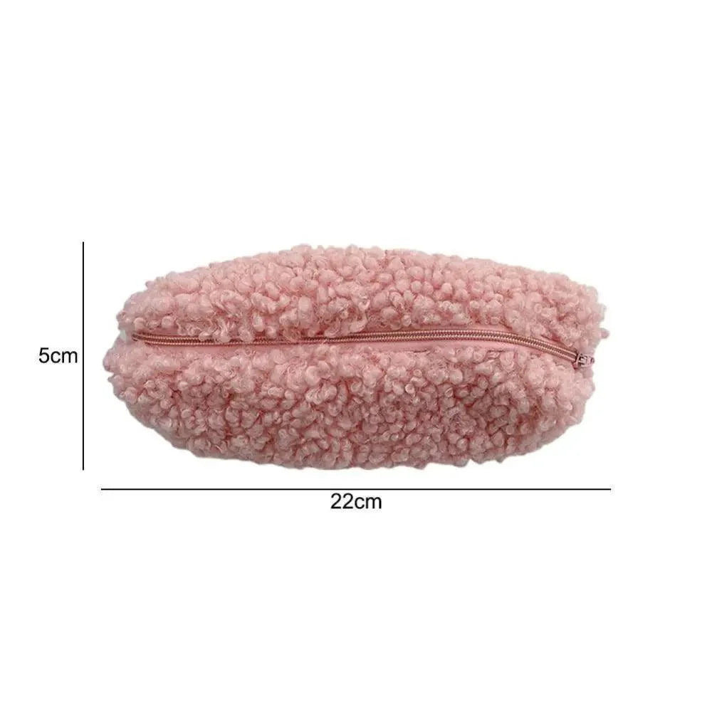 Soft Plush Pencil Case Stationery Pouch Cosmetic Zipper Pouch Bag Simple Lightweight Design