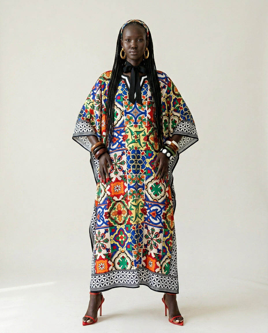 Chic Printed Kaftan Maxi Dress for Vibrant Styles