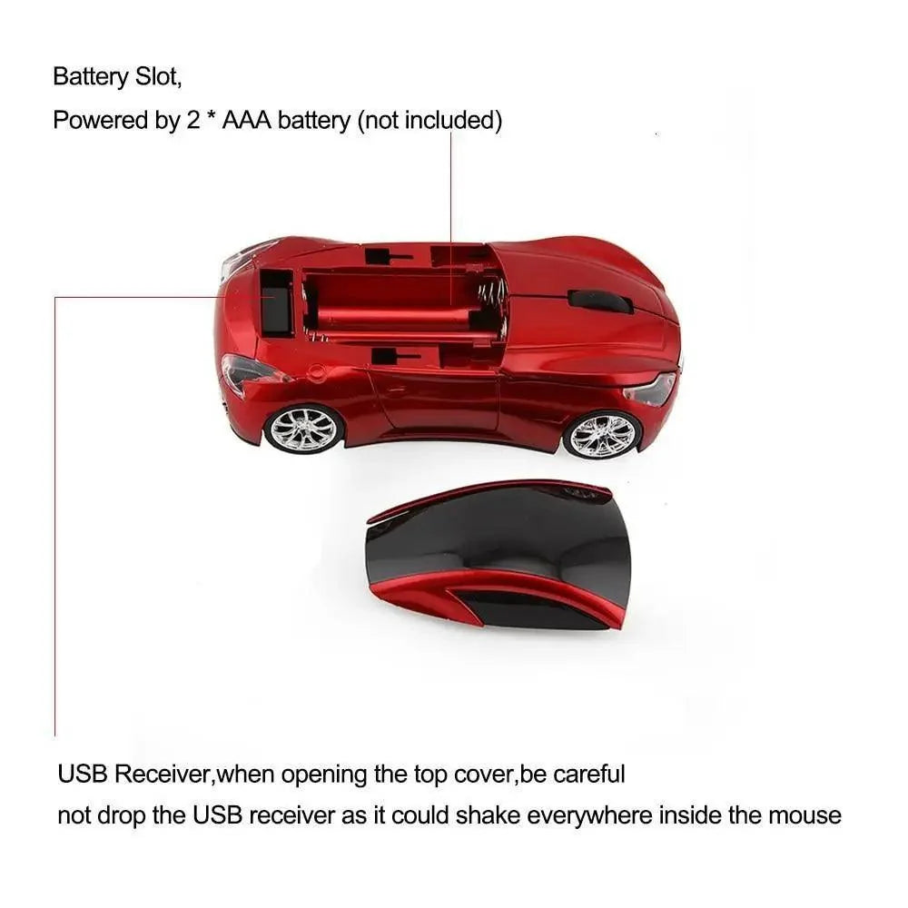 Stylish Wireless Computer Car Shape Mouse Mini 3D Ergonomic PC Gamer Mouse Retro Optical Mice 1600 DPI USB Receiver Suitable for PC/Computer/Laptop