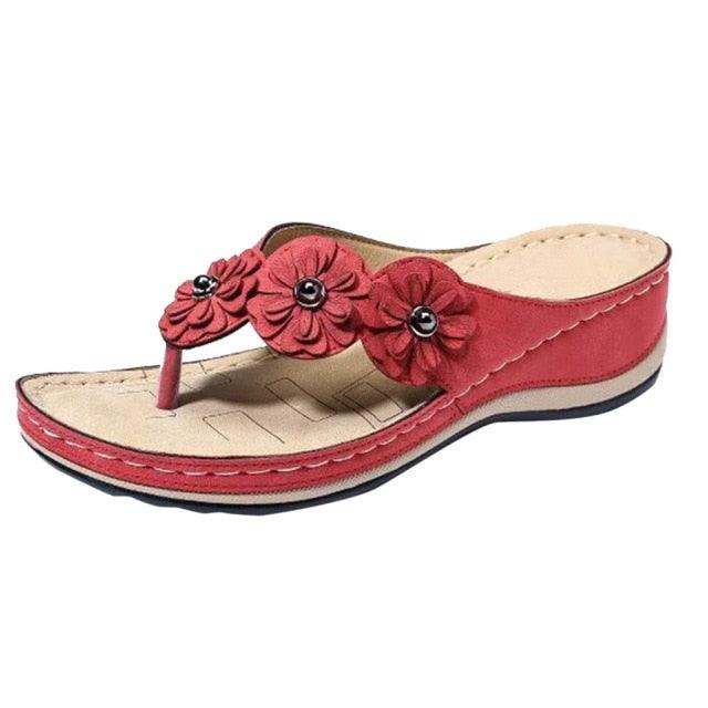 Summer Flat Sandal For Women Multicolor Handmade Retro Flowers Flip-Flops Women Slippers Cute Flat Summer Flats Sandals Women Strappy Flat Open Toe Sandals