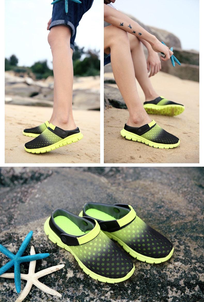 Summer Shoes Men Sandals Colorful Couples Beach Slippers Clogs Mens Breathable Summer Beach Slippers Lightweight Mesh Sandals Outdoor Walking Shoes