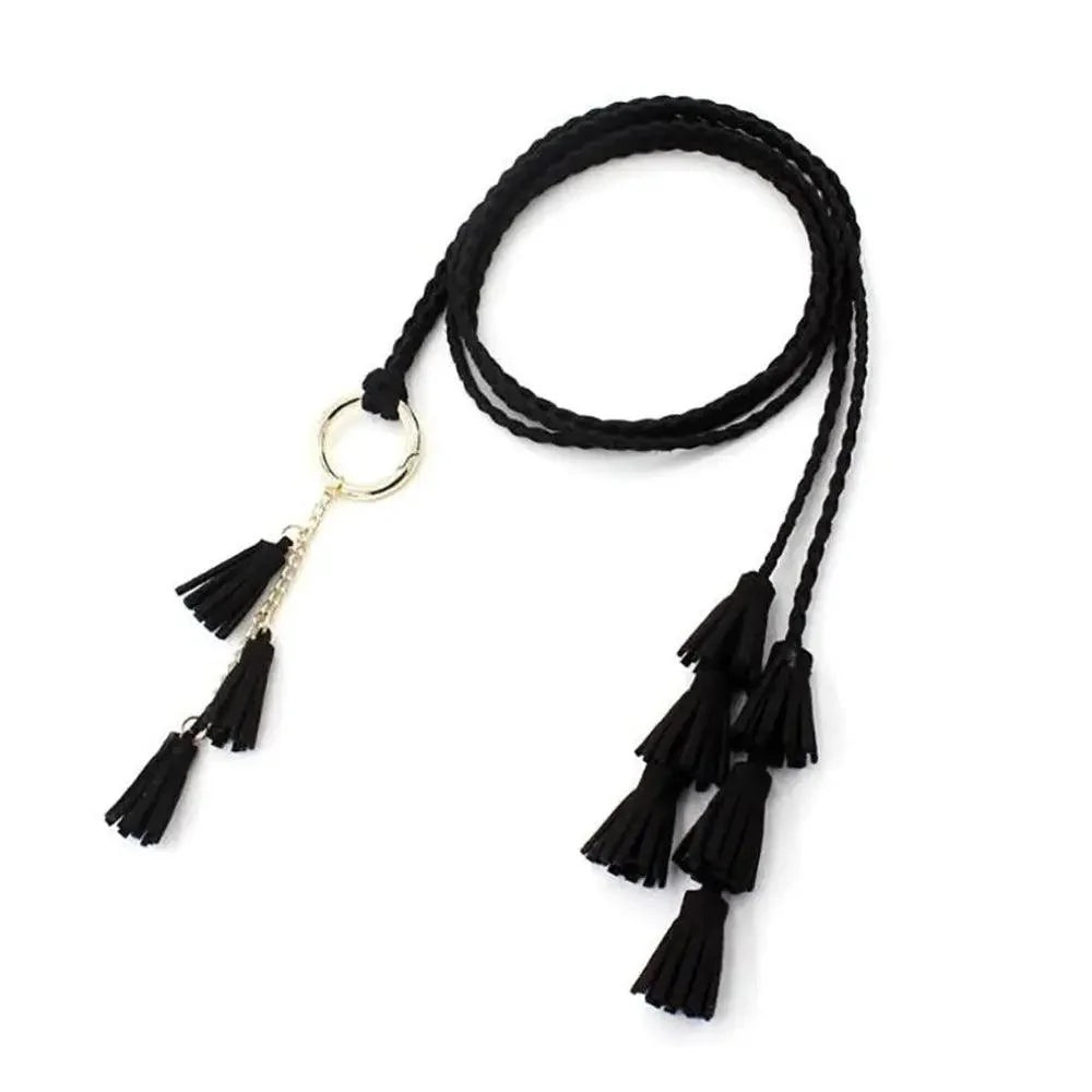 Unique Classic PU Leather Tie Strap Waist Belt For Women Modern Rope Style Design Ladies Waistbands