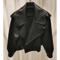 Unique Design Faux Leather Jacket Women Loose Soft Vintage Motorcycle Biker Coat Short Pu Leather Coat Female Punk Autumn Streetwear Outwear