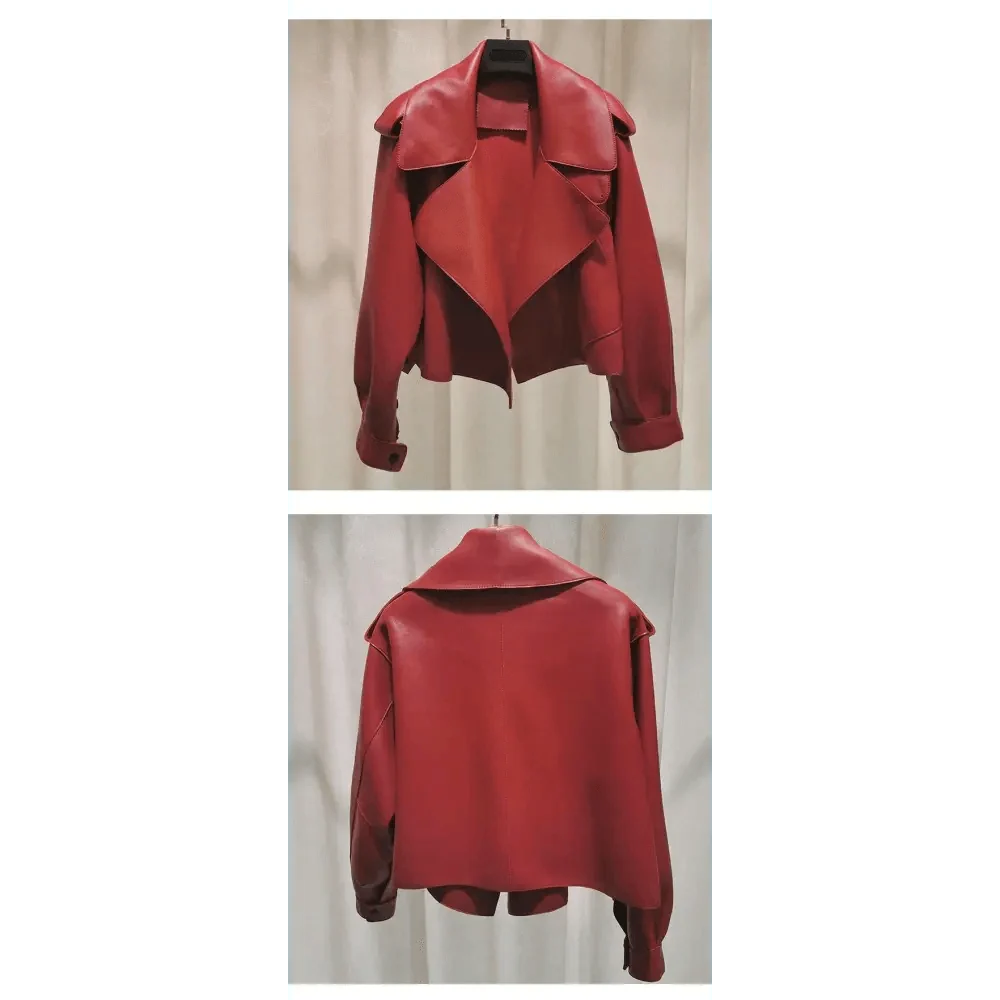 Unique Design Faux Leather Jacket Women Loose Soft Vintage Motorcycle Biker Coat Short Pu Leather Coat Female Punk Autumn Streetwear Outwear