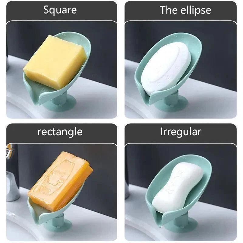 Unique Design Leaf Shape Soap Box Drain Soap Holder Box Bathroom Accessories Toilet Laundry Soap Box Bathroom Supplies Tray Gadgets