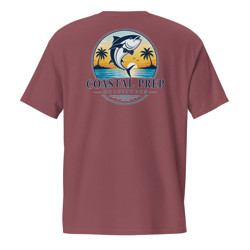 Navy Bow Tie Tuna Pocket Tee | Comfort Colors® Garment-Dyed T-Shirt | Coastal Prep Outfitters