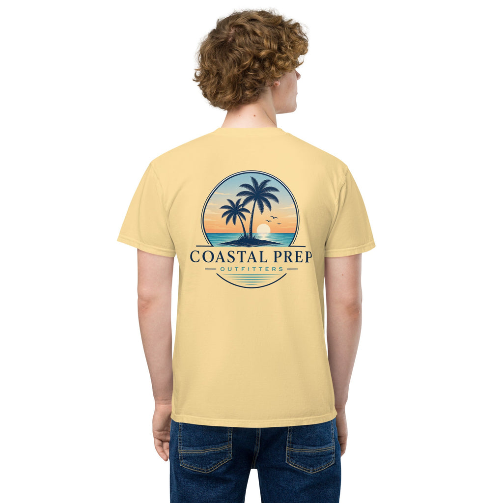 Coastal Sunset Palms Pocket Tee | Comfort Colors® Garment-Dyed T-Shirt | Coastal Prep Outfitters