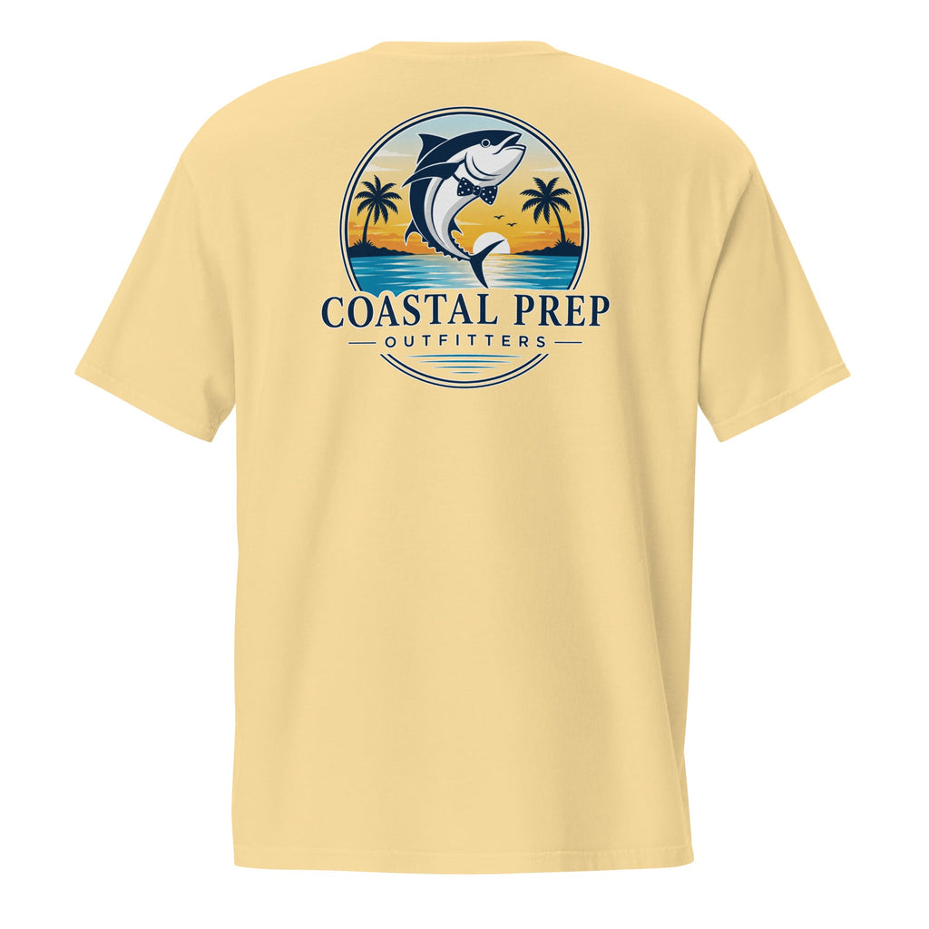Navy Bow Tie Tuna Pocket Tee | Comfort Colors® Garment-Dyed T-Shirt | Coastal Prep Outfitters