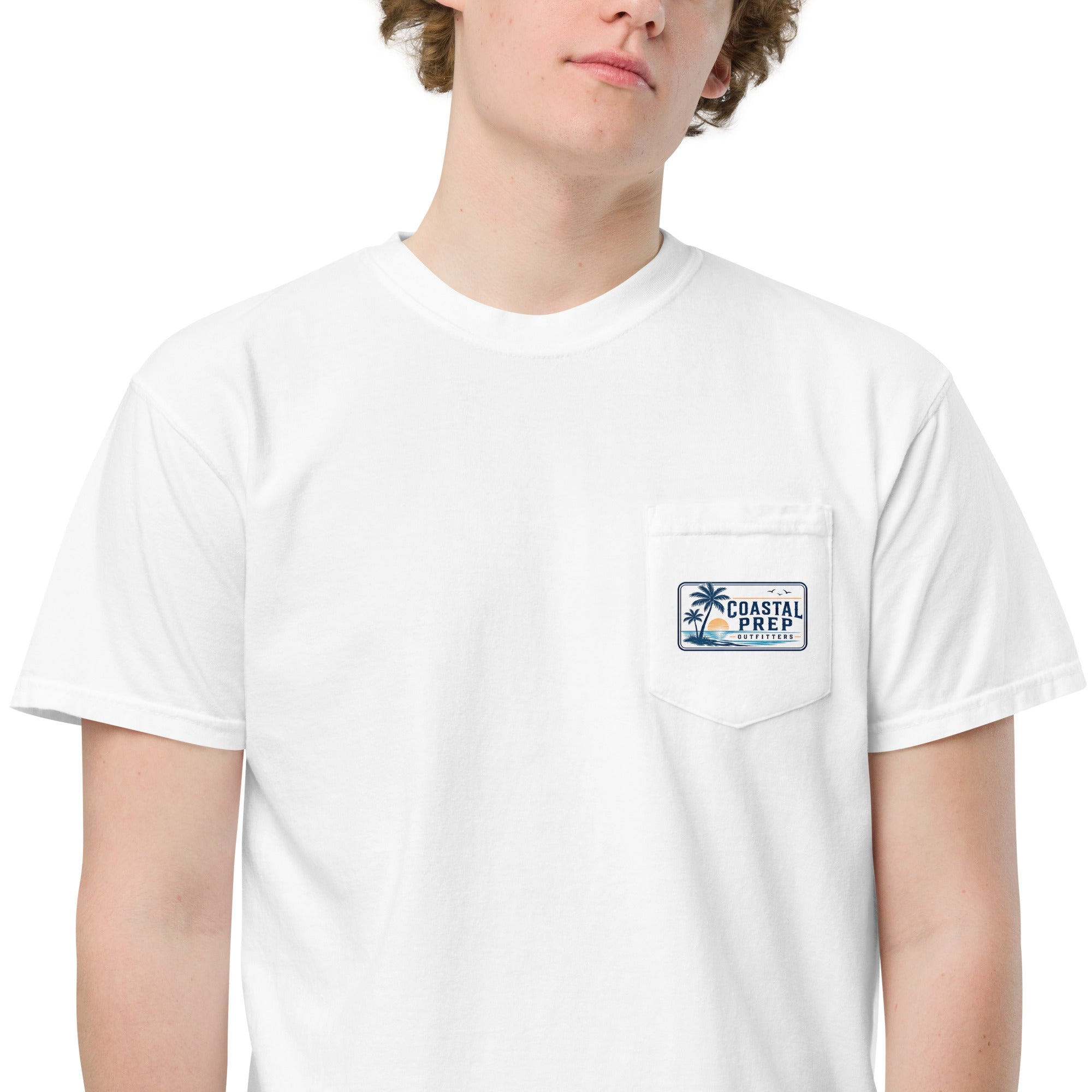 Coastal Sunset Palms Pocket Tee | Comfort Colors® Garment-Dyed T-Shirt | Coastal Prep Outfitters
