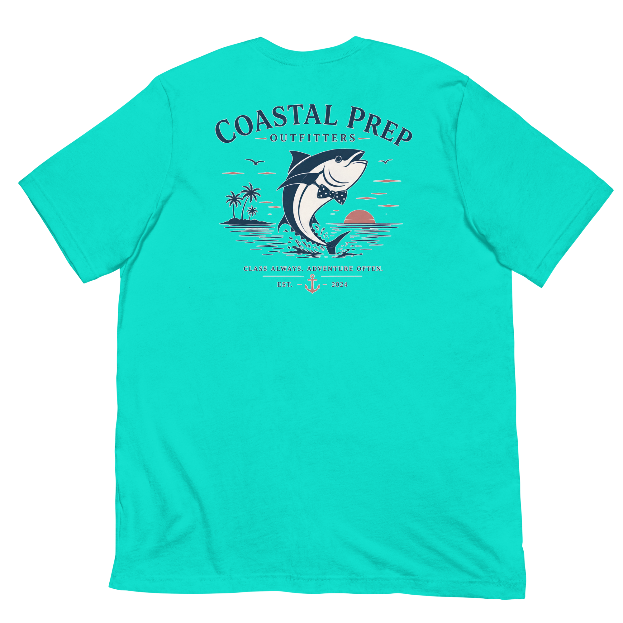 Coastal Prep Outfitters “Bow Tie Tuna Sunset Jump" Unisex tee