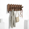 Stylish Walnut Wood Wall Mounted Coat Rack with Hooks