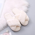 Warm Fluffy Slippers Women Cozy Faux Fur Cross Indoor Floor Slides Flat Soft Furry Flip Flops Fuzzy Slippers Cross Band Fluffy Slippers Faux Fur Slippers Plush House Open Toe Cozy Slippers For Women