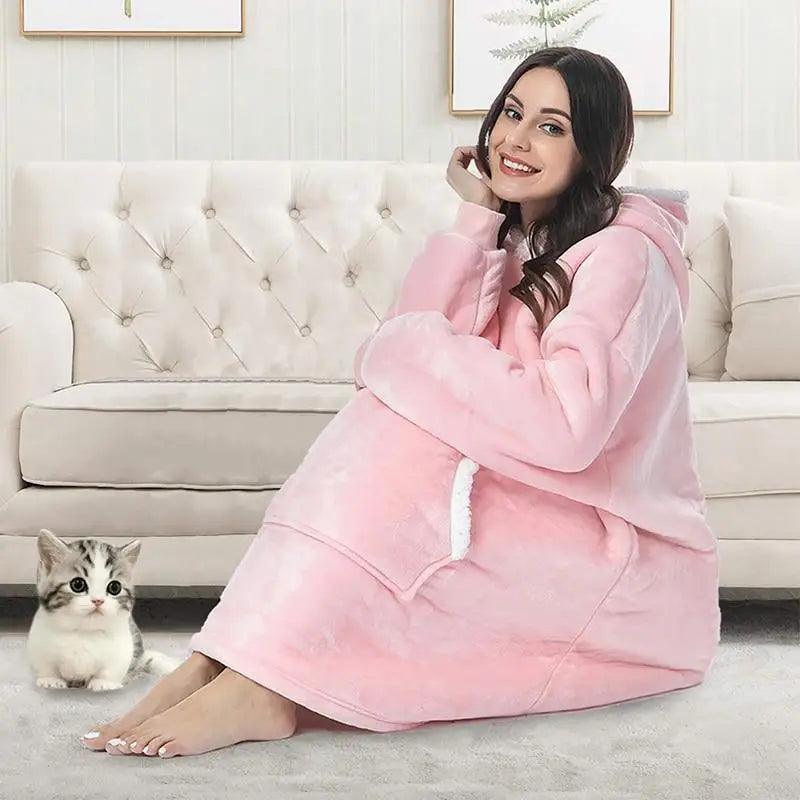 Winter Oversized Wearable Blanket Women Hoodies Sweatshirt TV Blanket With Sleeves Pullover Warm Soft Unisex Hoody Comfortable Sweatshirts For Autumn