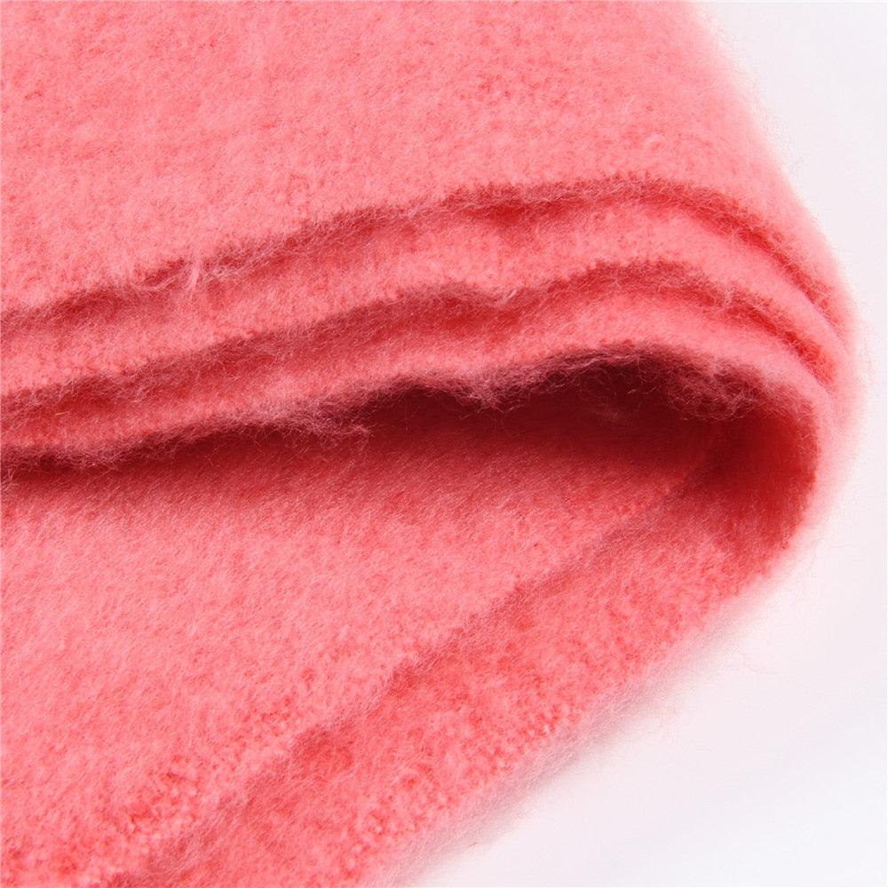 Winter Thick Soft Solid Color Warm Scarf Cashmere Hijabs Lightweight Warm Scarves Wraps Elegant Big Tassels Shawl Long Stole Mufflers For Women