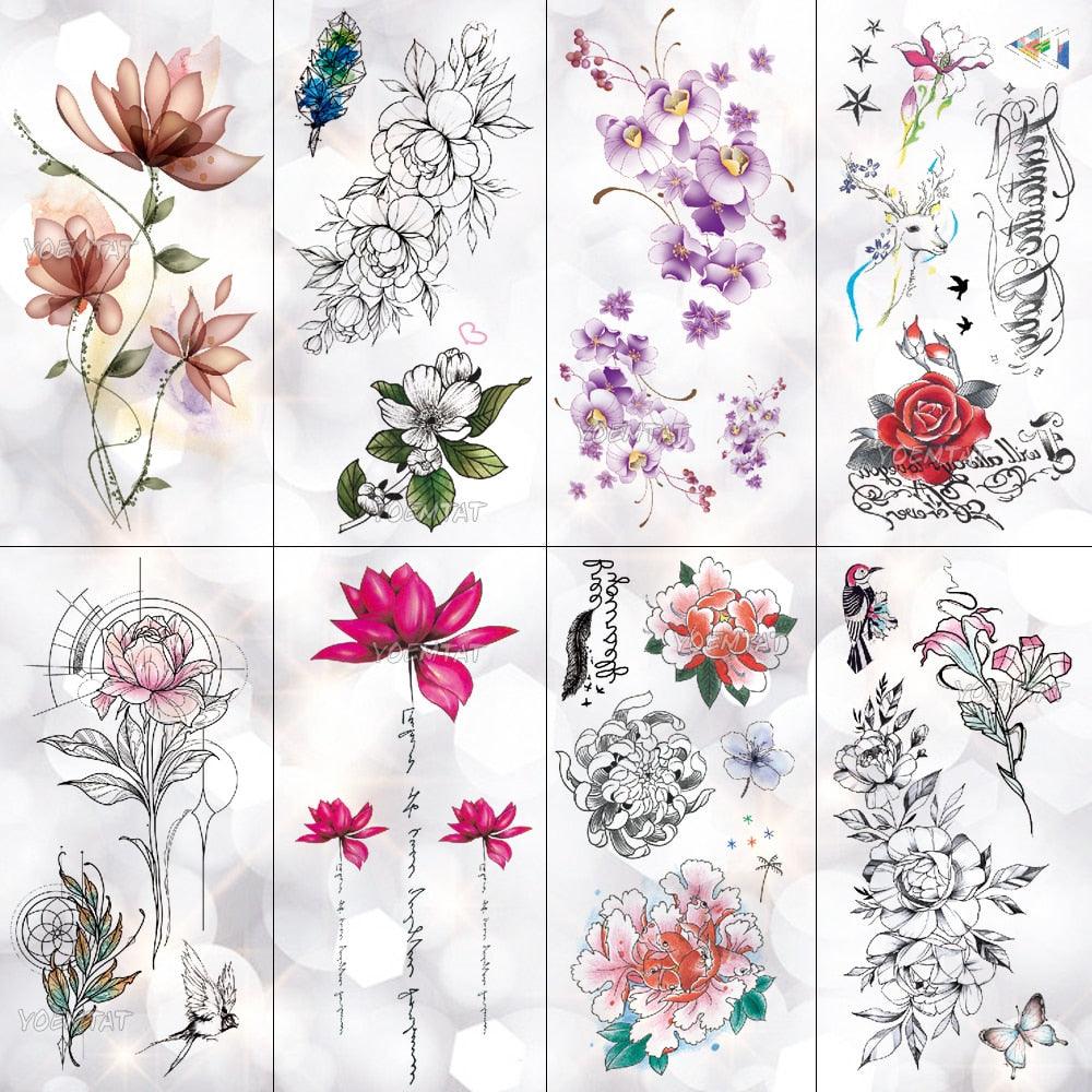 Womans Rose Flower Waterproof Temporary Tattoo Sticker For Arm Body Gorgeous Girls Tattoos