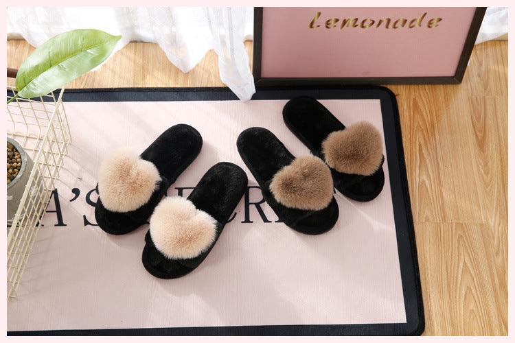 Women Indoor Warm Home Slippers Bedroom Cute Heart Pattern Non-slip Soft Comfort Plush House Heart Slippers Women Cute Fluffy Soft Sole Plush For House Indoor Outdoor Memory Foam Open Toe Slippers