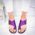 Women Leather Shoes Comfy Platform Flat Sole Casual Soft Big Toe Foot Sandal Flat Sole Casual Soft Toe Ring Unique Sandal Modern Summer Beach Shoes