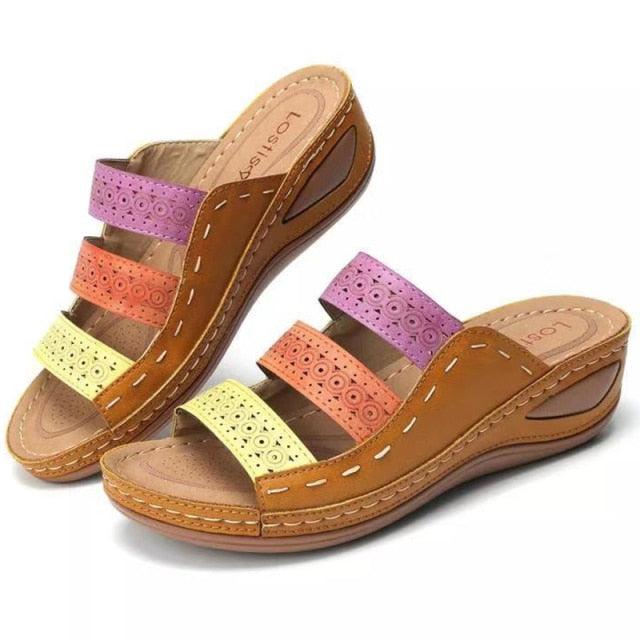 Women Sandals Fashion Shoes Summer Shoes With Heels Flip Flops Women Beach Casual Shoes Comfort Slip On Sandal Vintage Casual Summer Open Toe Low Heel Slipper Flat Shoes