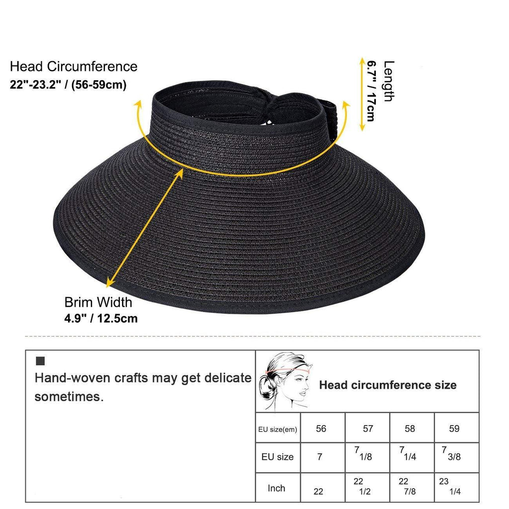 Women Summer Visors Hat Foldable Sun Cap Sun Visor Hats for Women Wide Women's Beach Summer Hat Women's Fedoras Large Beach Hats Lady Beach UV Protection Caps Soft Comfortable Hat