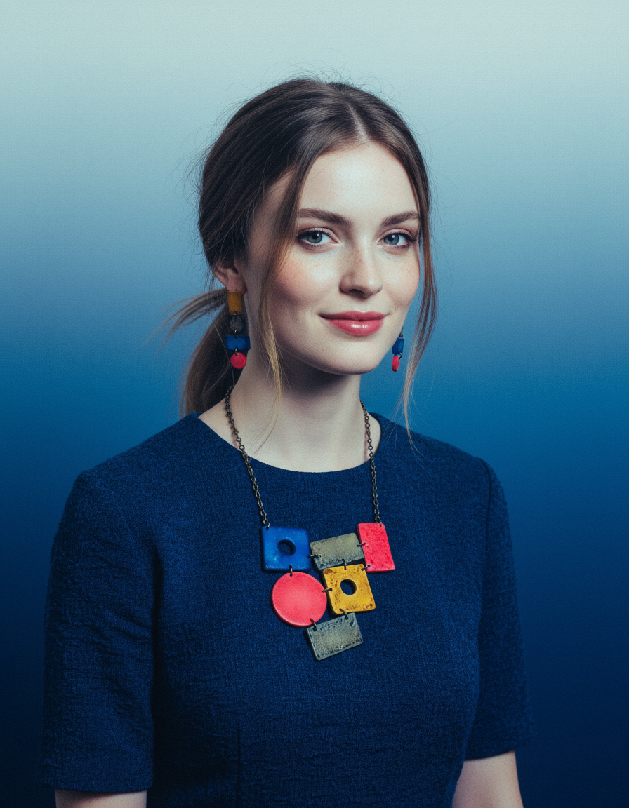 Colorful Geometric Jewelry Set — Statement Necklace & Earrings