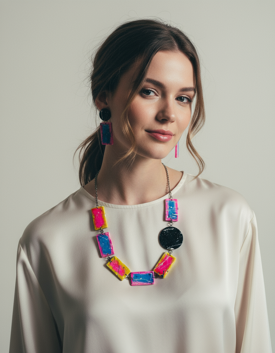 Beaded Jewelry Set | Polymer Clay Necklace & Earrings | Handmade in Canada