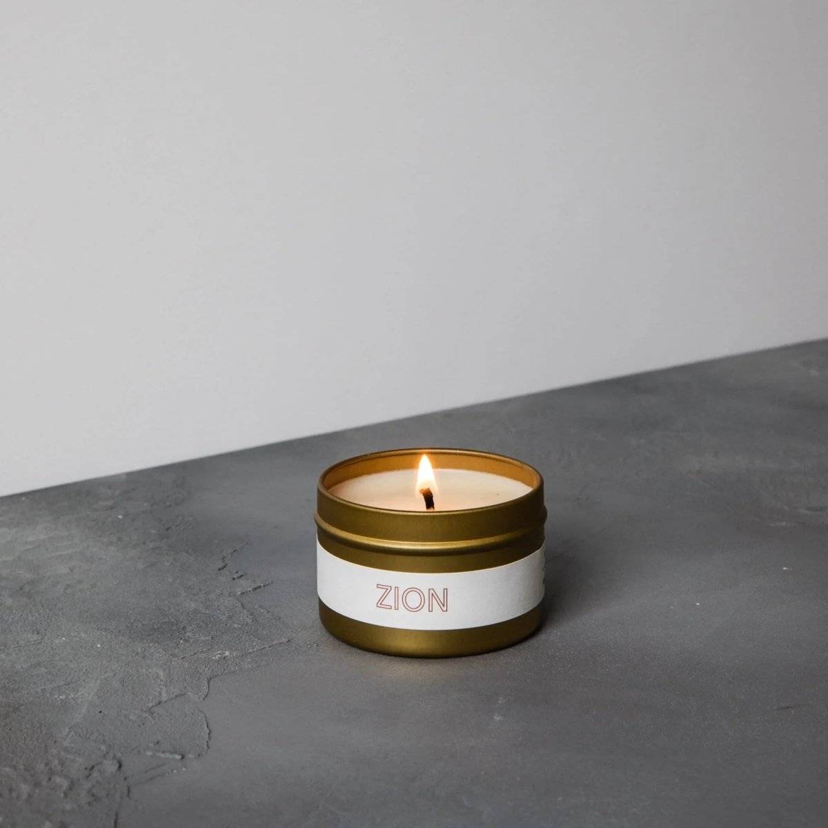 Zion Travel Candle with soothing scents and aroma